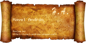 Havel András névjegykártya